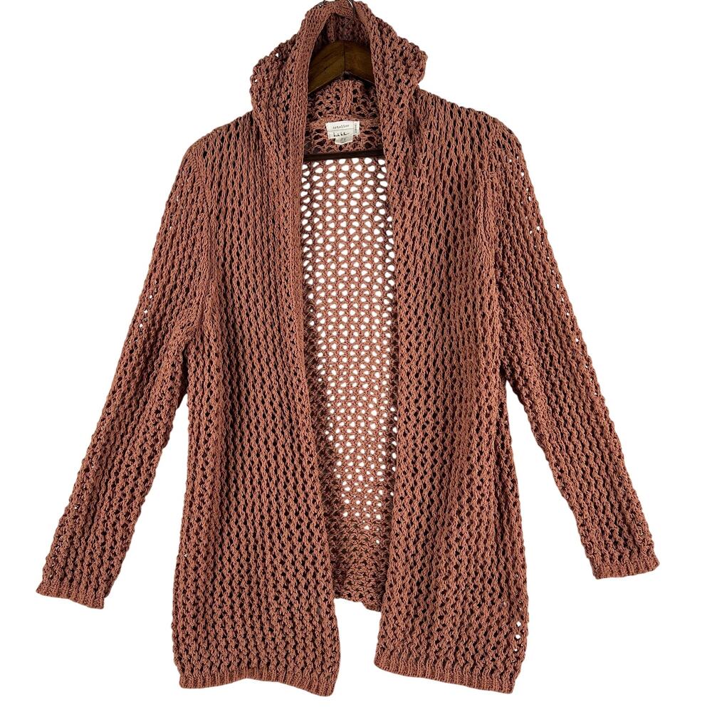 Nicole Miller Artelier WMNS Crochet Knit Cardigan/Beach Coverup SZ M Terracotta